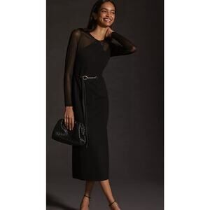 Anthropologie Dolan Black Mesh Midi Dress XXS Classic